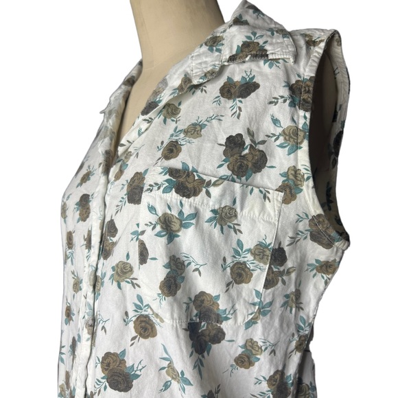 Vintage 90s Chic Floral Sleeveless Button Down size M - Picture 8 of 15